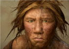 a Neanderthal woman, front view